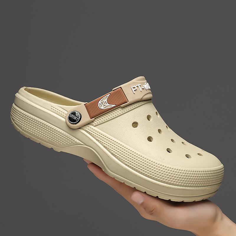 

Мужские сандалии для лета, сандалии для сада, сандалии для вождения, пляжные сандалии, повседневные шлепанцы с закрытым носком 45 хаки