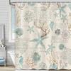 Funny Cat Shower Curtain, Turtle Starfish Fabric Shower Curtain, Children Bathroom Nautical Decoration Waterproof Hook