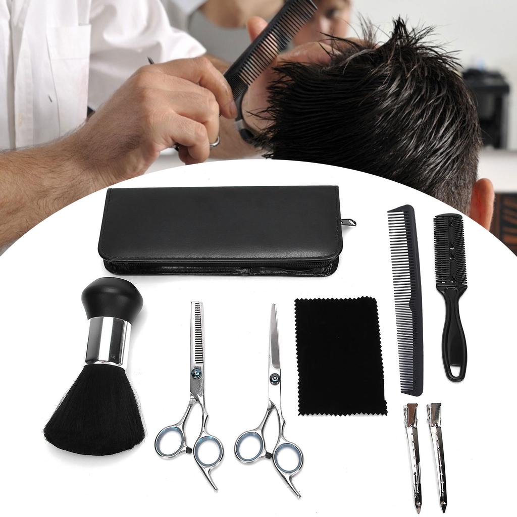 Professional Hair Cutting Thinning Scissors Salon Apron Hair Sweeping Brush Tool Set