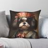 Aristokratisches Shih Tzu Porträt Quadratische Kissenhülle Polyester Leinen Samtmuster Reißverschluss Dekoration Kissenbezug Sofakissenhülle