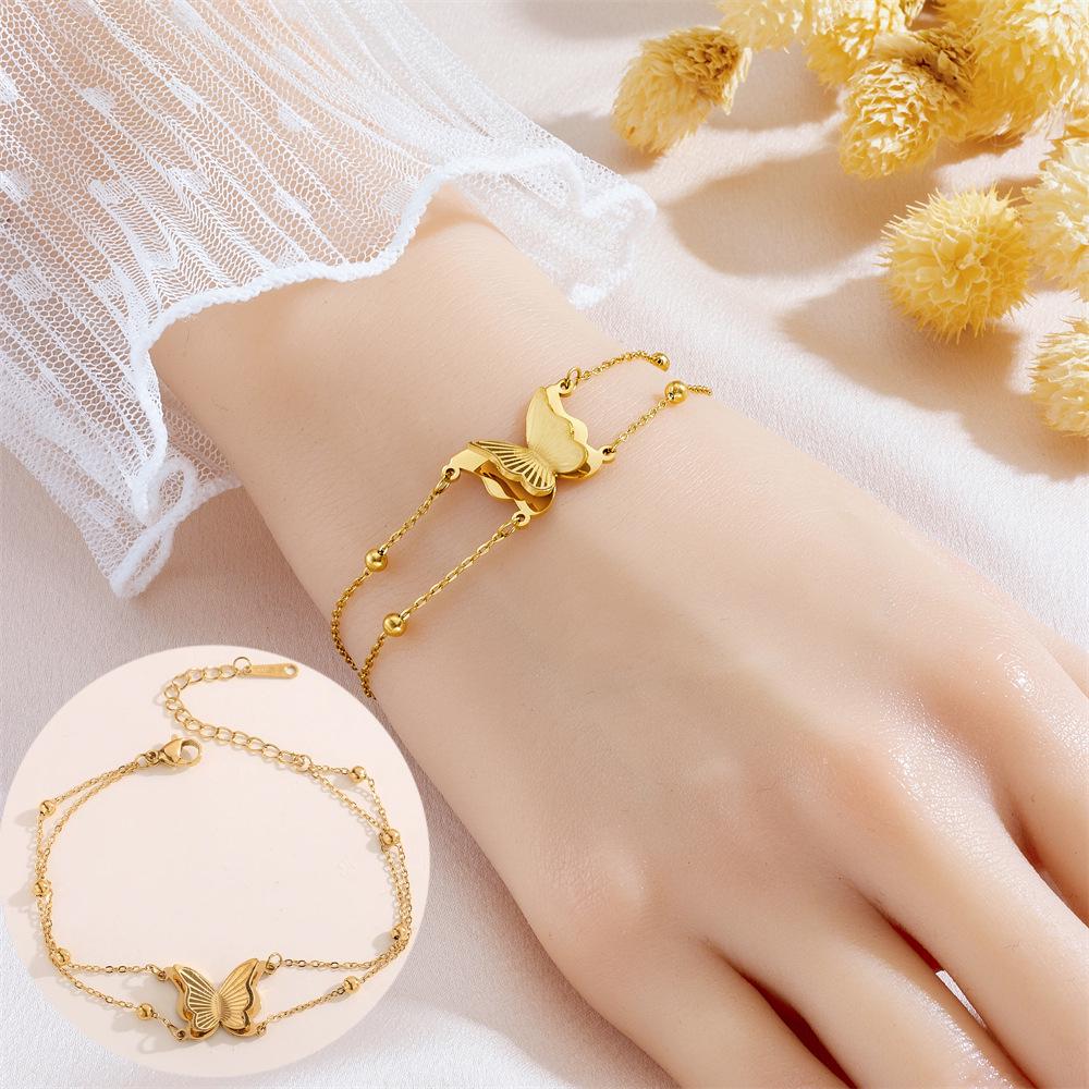 Meichen 18k Gold Non-Fading Titanium Steel Women's Fashion Bracelets - Simple, Versatile, Trendy European and American Style.