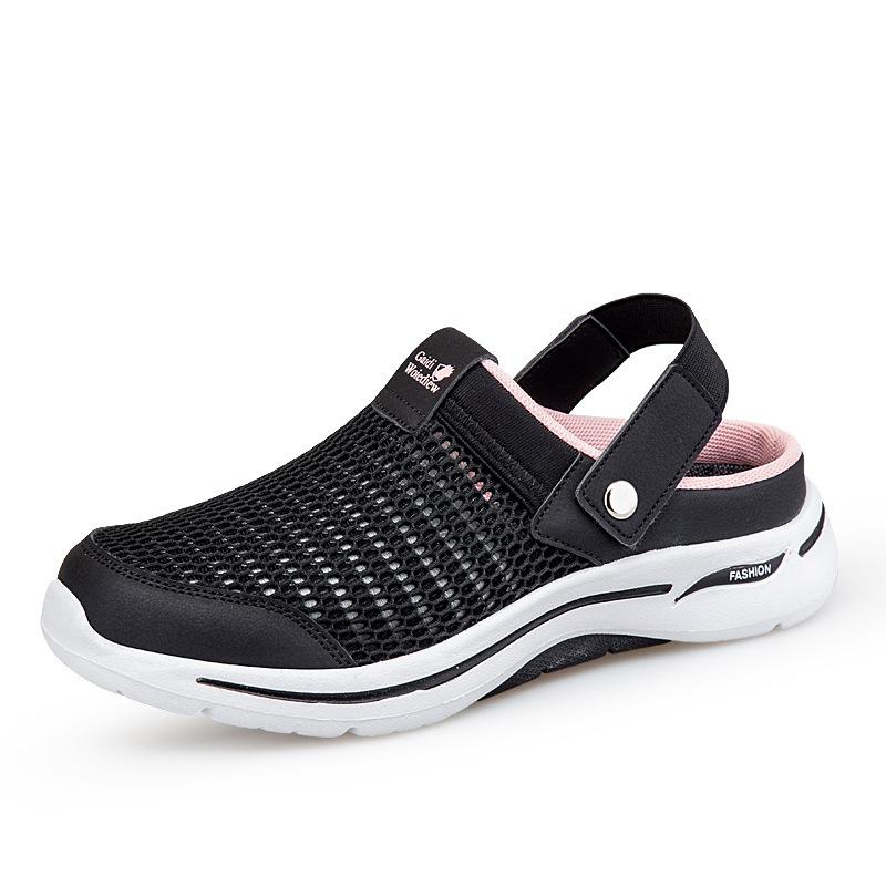 2025 Large Size Mesh Women's Shoes Spring and Summer Daily Cool Slippers One Pedal and Half Drag Breathable Lightweight Air Cushion Women's Shoes