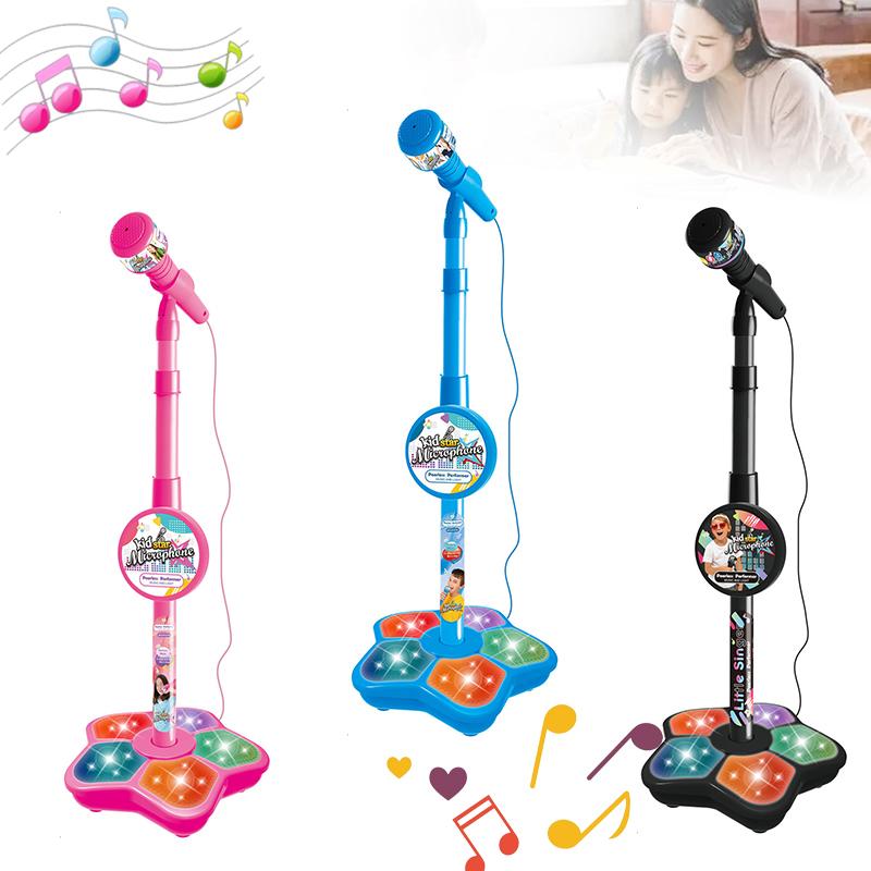 Kids Microphone With Light Stand Toy,Height-adjustable Microphone,Brain-Training Educational Toys Birthday Gift for Girl Boy