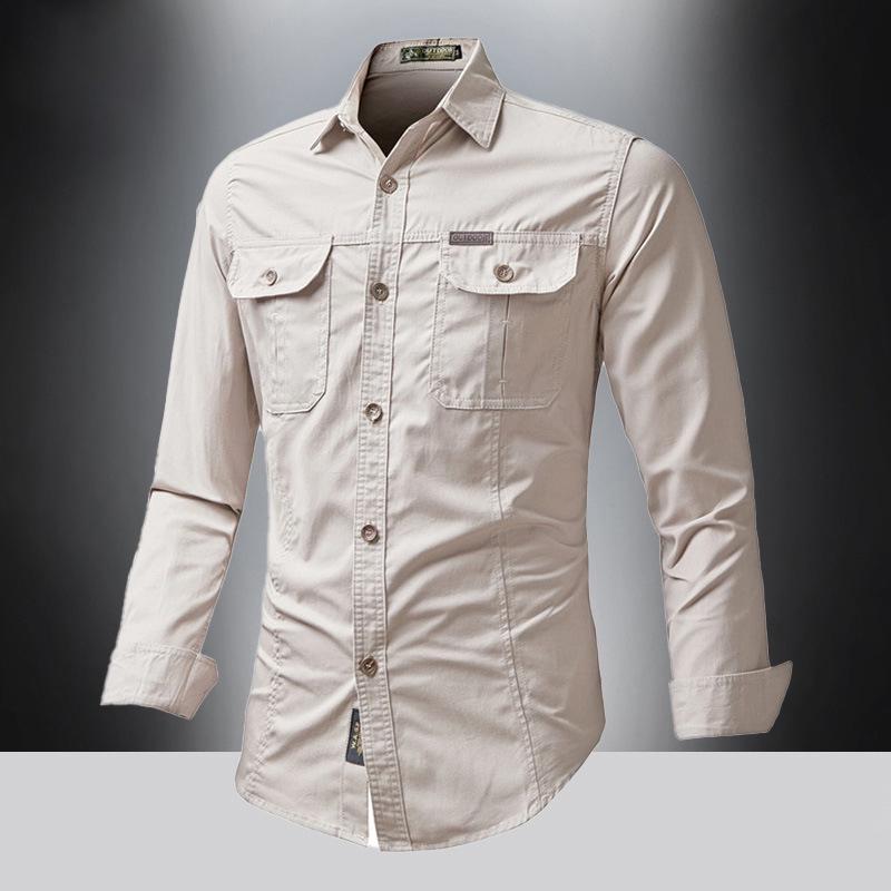 

Men s Retro Military Green Long Sleeve Cotton Work Shirt with Multiple Pockets, Tough Guy Style, Spring Casual Uniform Top M (EU XXS)