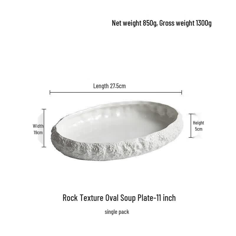 RuHan Nordic Rock Pattern 11-inch Deep Ceramic Plate