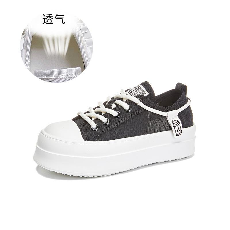 

Foam sole white shoes women s 2025 summer new thick-soled mesh breathable sports board shoes women s casual versatile women s shoes 40 чёрный