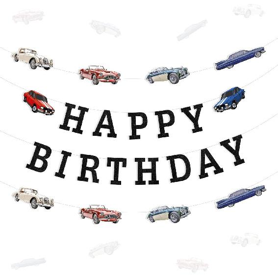 Classic Car Birthday Banner Vintage Classic Car Garland 90s Cars Birthday Decorations Convertible Vintage Cars Theme Banner Garlands Party Decor for