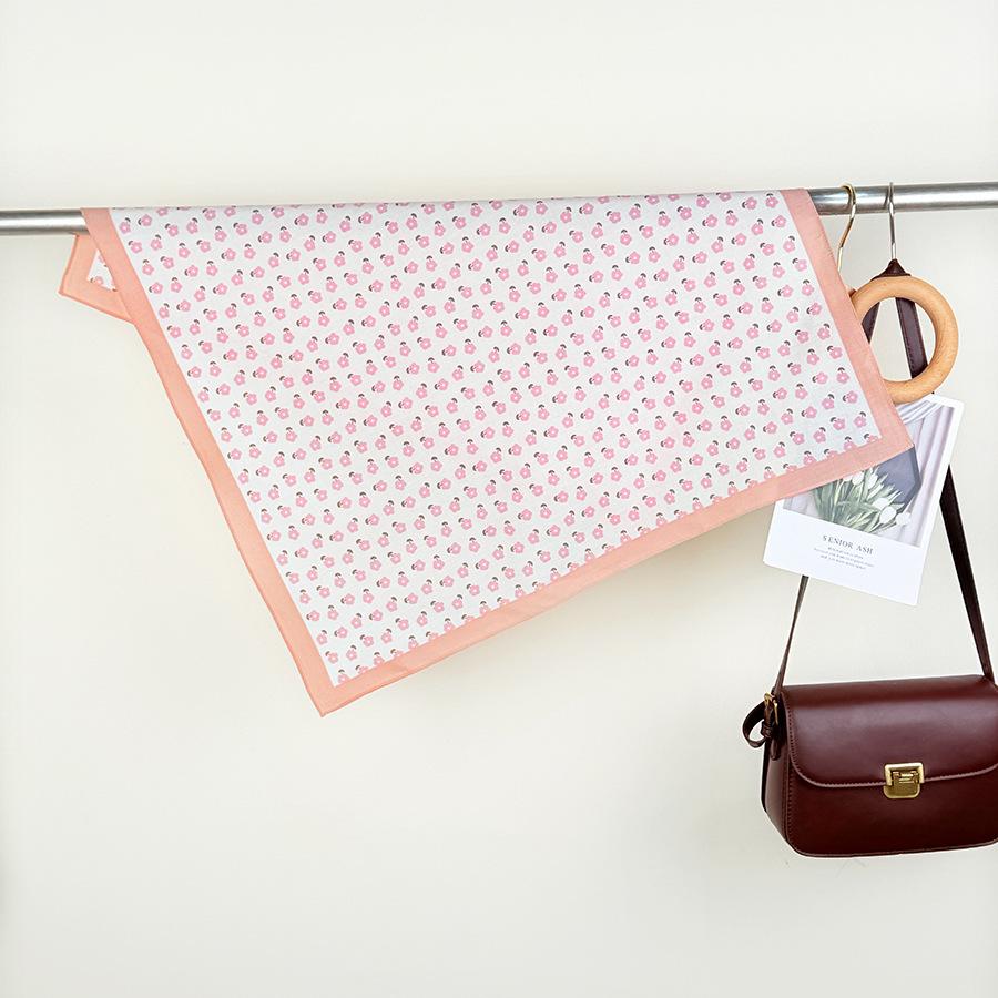 Korean small fresh floral small square scarf 68cm cotton breathable silk scarf women's atmosphere decorative scarf headband waist scarf