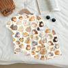 Kids Casual Short Sleeve Top and Shorts Set Animal Print Lightweight Comfortable Summer Outfit for Boys and Girls Soft Fabric