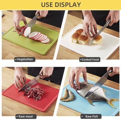 4pcs A Set of Kitchen Plastic Cutting Board Non-slip Antibacterial Plastic Food Grade Safety Belt Storage Box