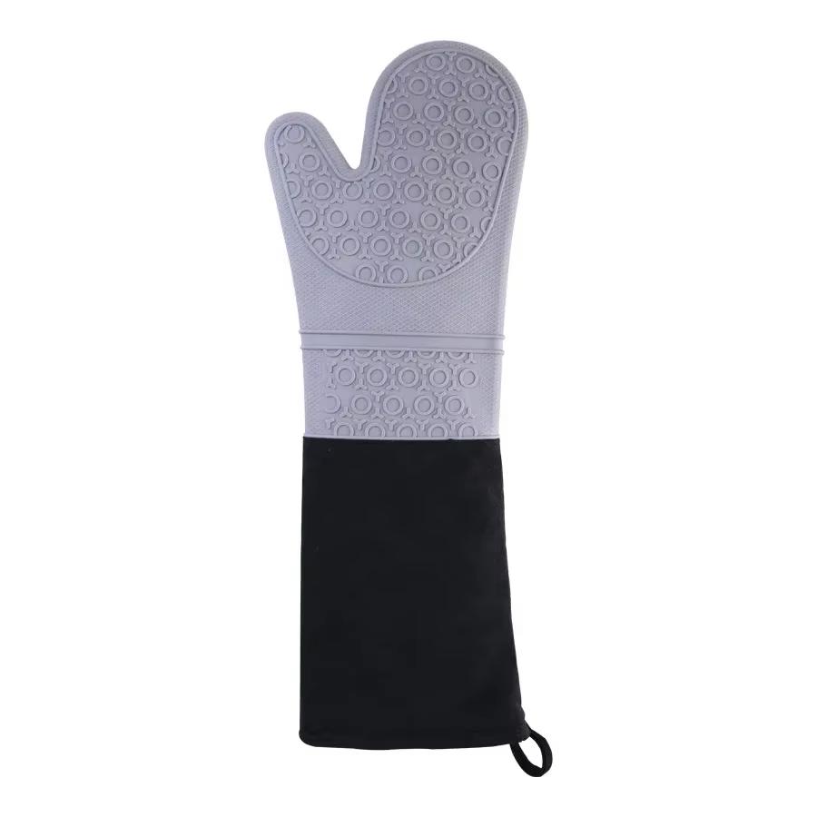 19.6 Inch Silicone Oven Mitts Heat Resistant Oven Gloves Non Slip Waterproof Gloves Cotton Lining Baking Cooking Kitchen Mitts