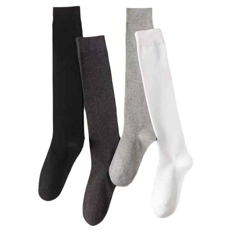 Extended Knee-length Long Stockings for Women, Spring-autumn Style, Thick and Slip-resistant, Long Legs, Black Color, Calf Socks