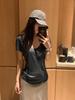 Women's Gray U-Neck Slim-Fit Cinched Waist T-Shirt - 2026 Summer Collection