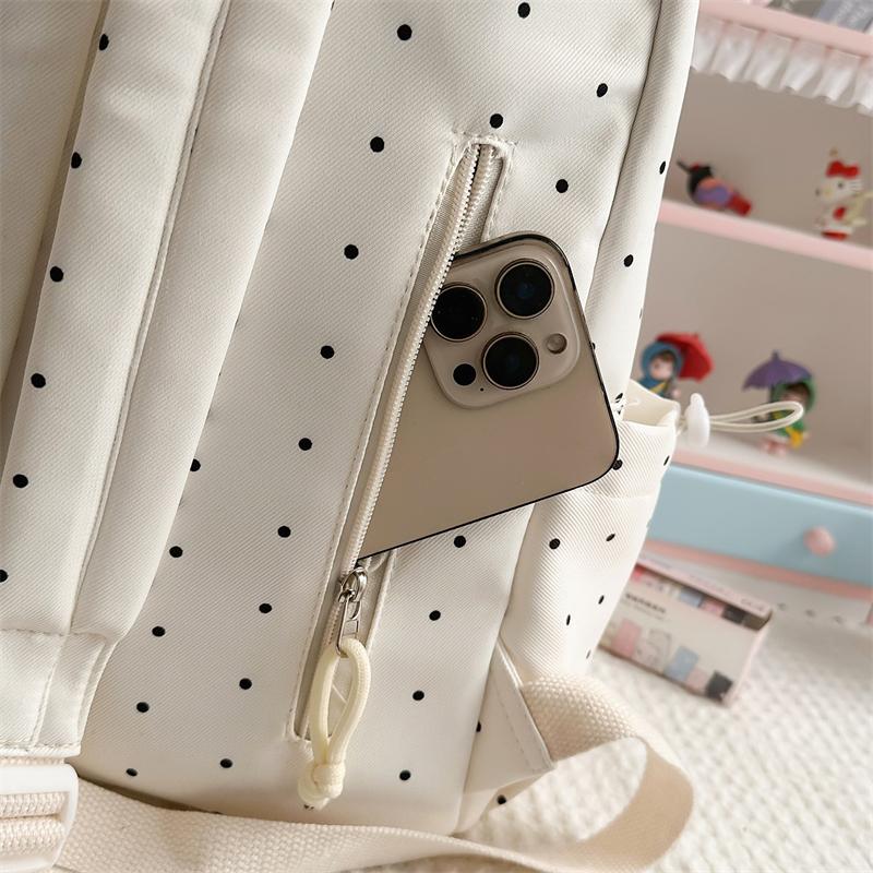 Dot Print Student Schoolbag Large Capacity Women's Backpack