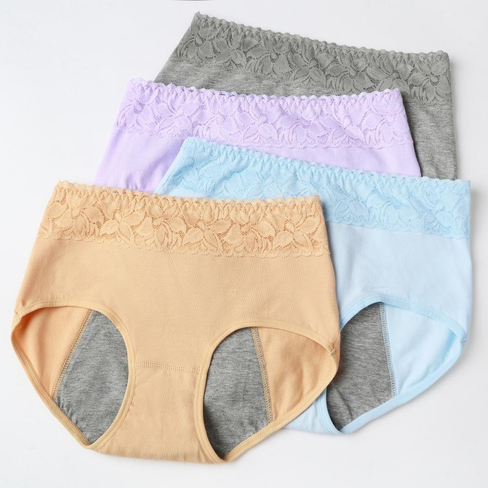 Menstruasjonsundertøy for kvinner Mellomhøyde blomster Postpartum Hipster Dame Blondestruser Jenter Stretch-truser i bomull