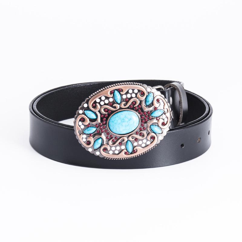 Ethnic Turquoise Leather Waist Belt for Horse Riding - Middle East Exclusive