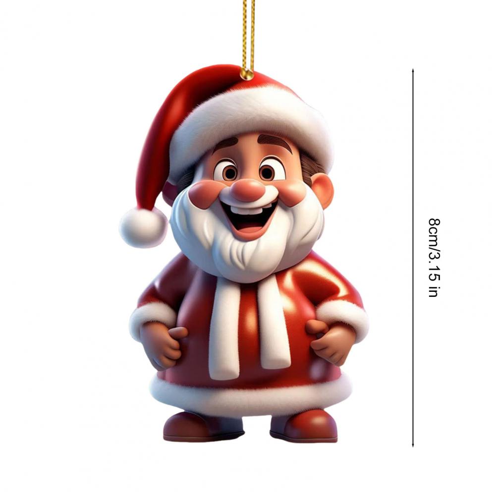 Santa Claus Decoration 2D Acrylic Hanging Ornament Cartoon Santa Christmas Tree Decoration for Mantel Wall Window Decor Hanging