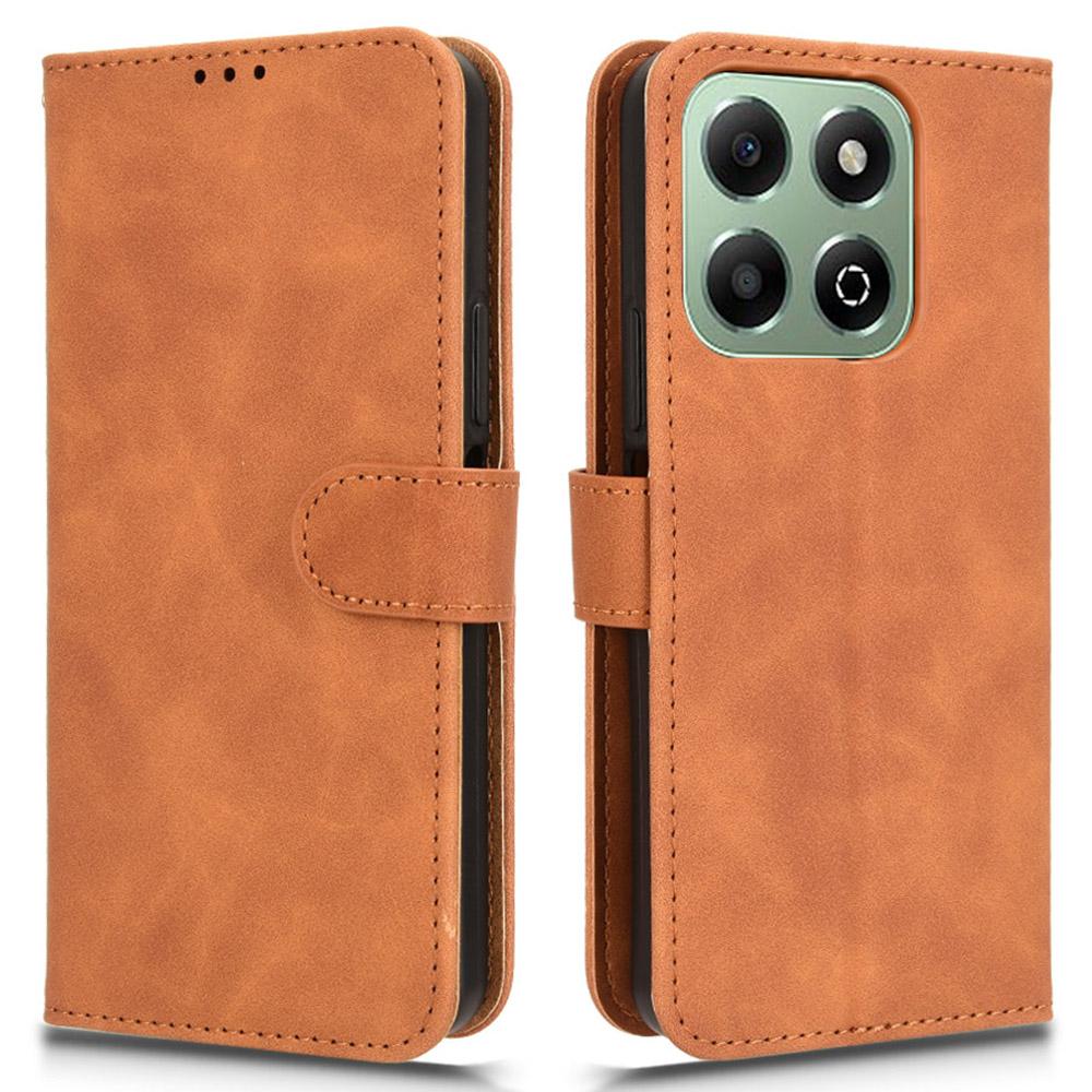 

Кожаный чехол для Honor X6b 4G с приятной на ощупь поверхностью, противоударный, в виде кошелька, откидной чехол для телефона Brown