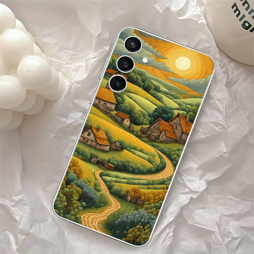 Rural Scenery Wheat Field Art Phone Case For Samsung Galaxy A52 A12 A51 S21 Edge S22ULTRA S23 S24 S20LITE Plus Ultra Transparent