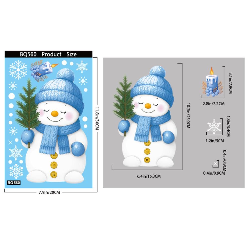 Christmas Static Cling Window Stickers Santa Snowman Reindeer Snowflake Designs for Windows Store Displays Holiday Party Decor