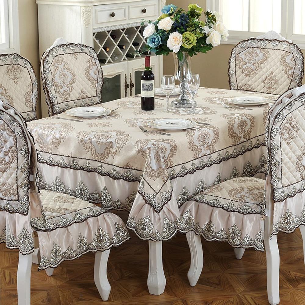Tovaglia di Lino Europeo di Lusso con Nappa Ricamata Jacquard Copritavolo Caffè Matrimonio Festa Decorazione Casa Tovaglia