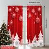 2pcs 2D flat printing Merry Christmas Drapes Red Christmas Ornaments Snowflakes Trees Polyester Without Electricity Festive Wall