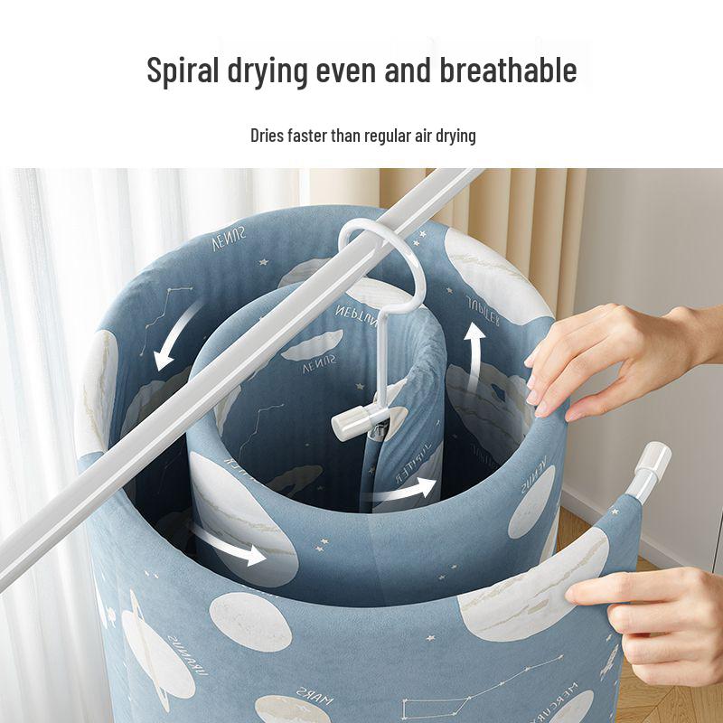 Rotatable Spiral Sun Bed Sheet and Quilt Drying Rack: Foldable and Cool Hanging Solution