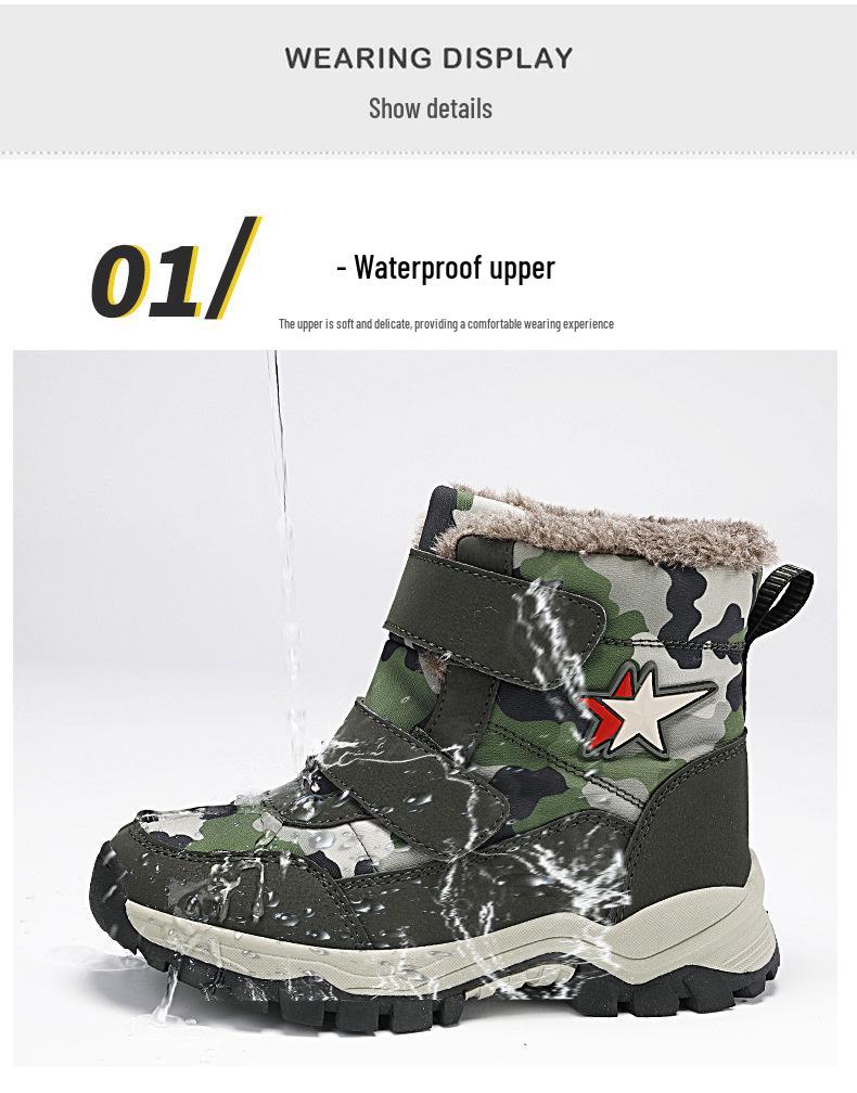 Boys' 2025 Waterproof Cotton Velvet Boots - Non-Slip, Warm Snow Footwear for Kids