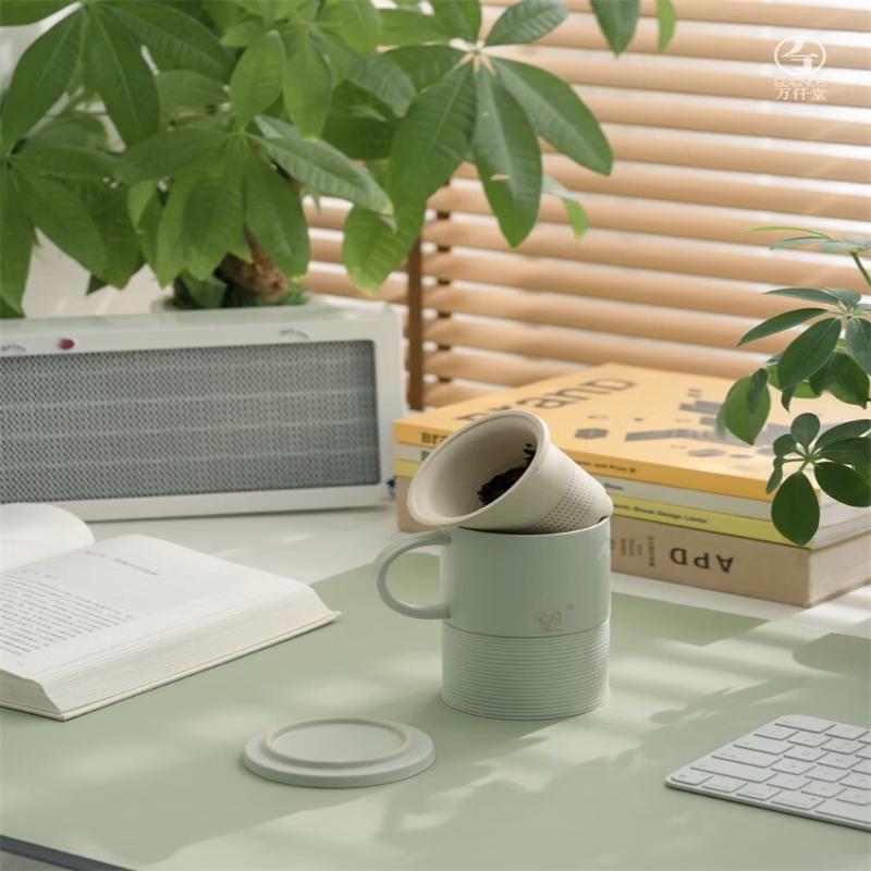 Edenus Wang Ceramic Office Mug, Light Warm Green, 500ml
