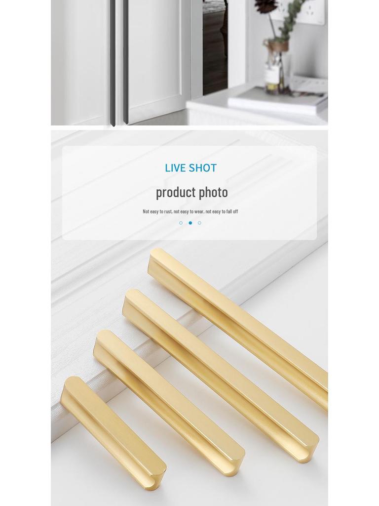 Modern Minimalist Gold Cabinet Handle, Light Luxury I-Shaped Black Drawer Pull