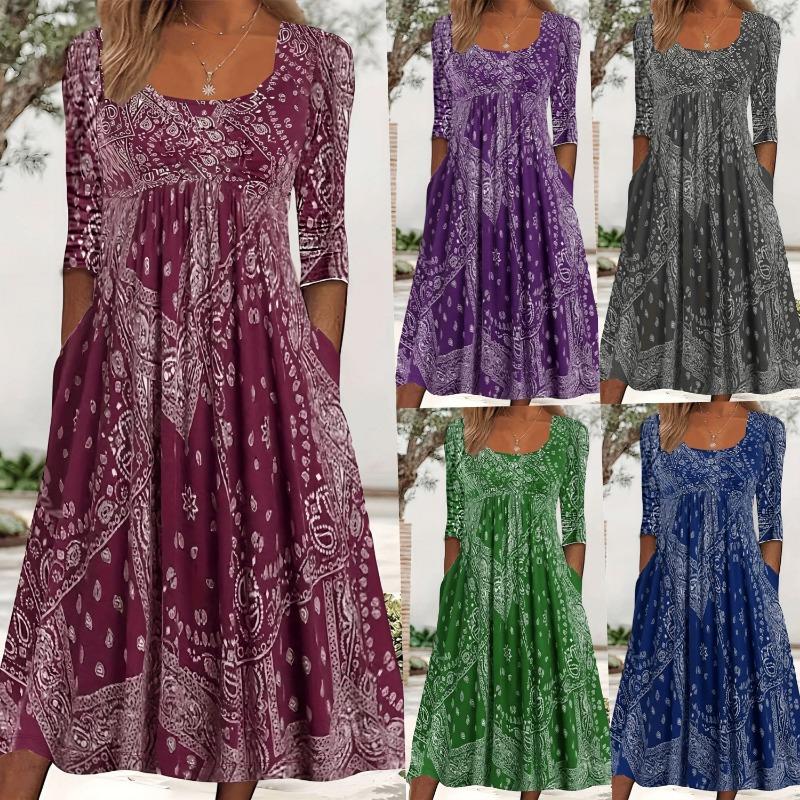 Spring/Summer Dress Casual Loose Plus-size Print Dress for Women
