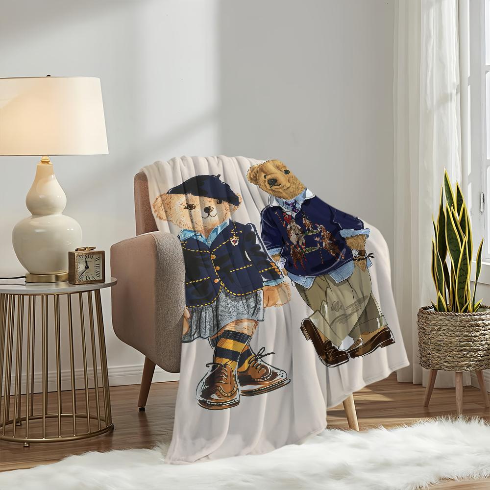 Mode P-Polo B-Bären Luxusdecke Weich Bequem Nickerchen Plüsch Geeignet für Wohnzimmer Büro Schlafzimmer Geburtstag Zuhause Kindergeschenk