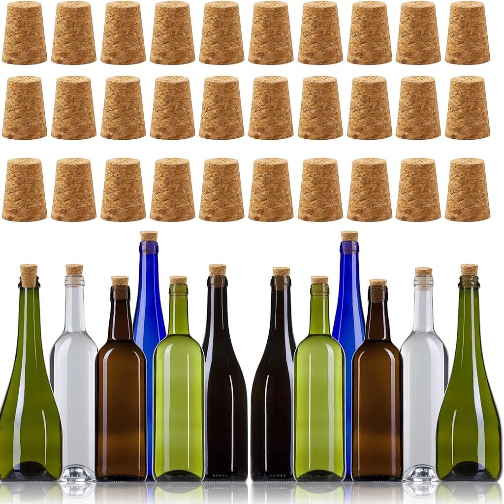 30 Stück Naturkorken, konische Kork-Holz-Bierflaschenverschlüsse für die Weinherstellung, auslaufsichere Holz-Weinflaschenverschlüsse, Ersatzkorken für