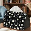 2D Flat 1pc, Tissue Box. Black And White Daisy Pattern Napkin Dispenser, Reusable, Daily Desktop Tissue Organizer, Suitable for Kitchen Living Room Be