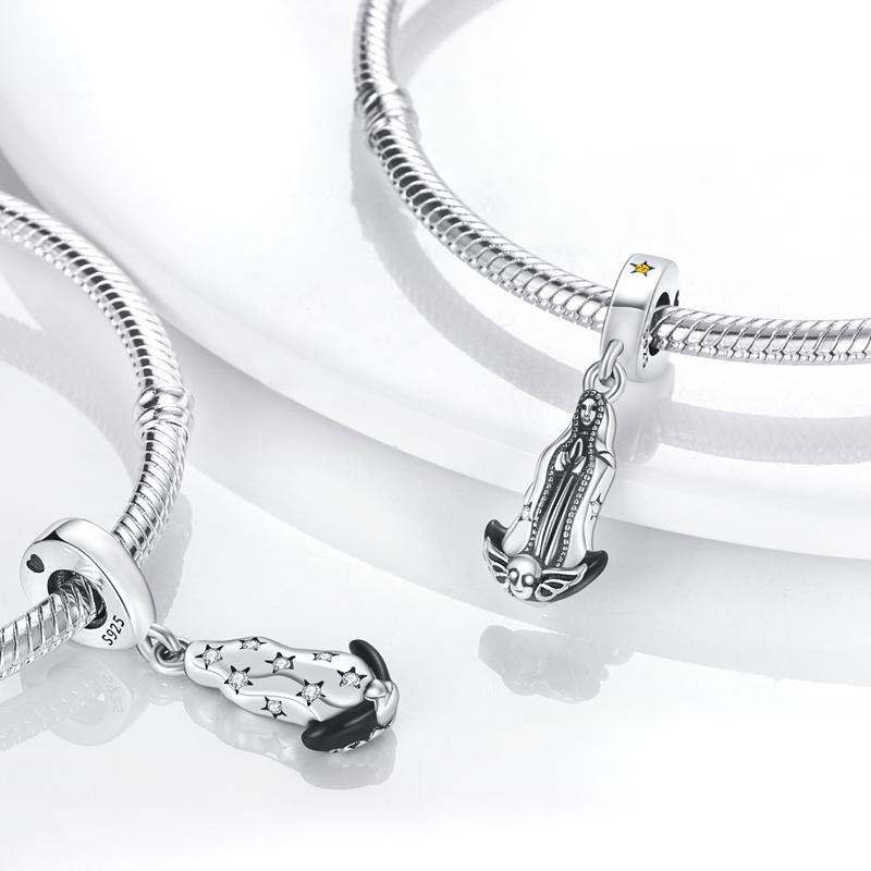 925 Silver Color Star Moon Heart Safety Chain Cz Beads Angle Wing Pendant Fit Charms Bracelet Diy Women Original Jewelry