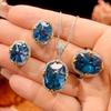 Autumn And Winter Jewelry Simulation Blue Tip Crystal Sugar Tower Retro Pendant Set 12 * 16-10 * 12