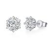 KNOBSPIN Moissanite Stud Earrings 1CT 2CT White Gold Plated Silver D VVS1 Lab Diamond Snowflake Ear Studs For Women