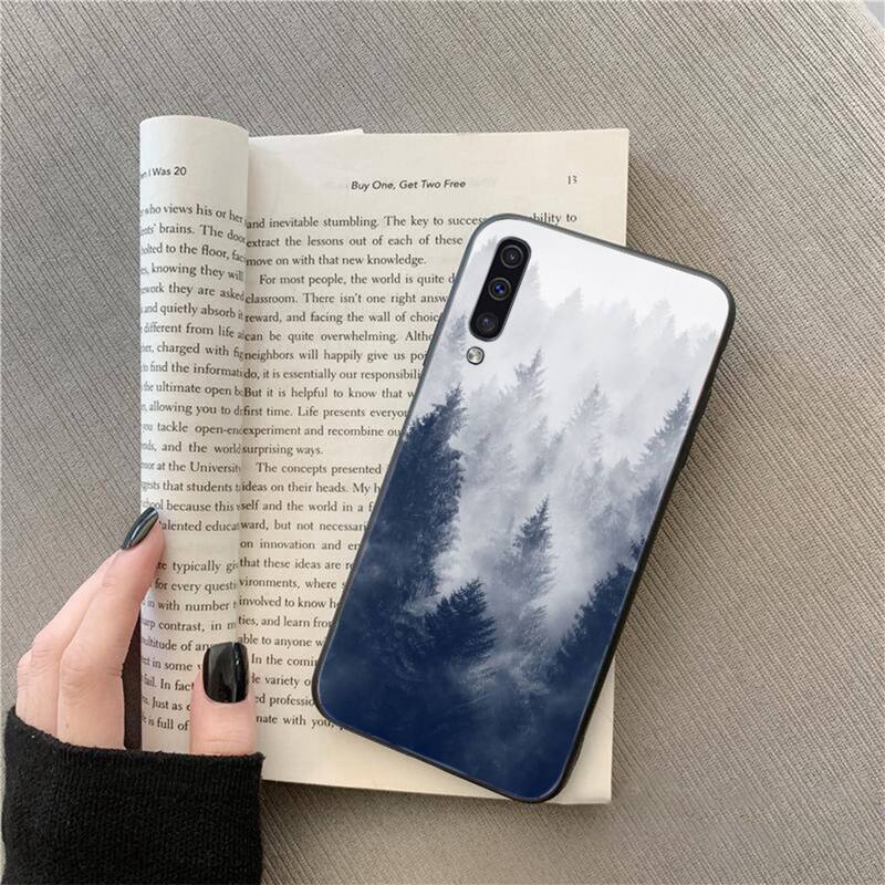 Mountain Peak Forest Snow mountain White smoke Phone Case For Samsung Galaxy A7 A50 51 A70 80 A40 A20 A30 A8 A6 A8 Plus A9 A71
