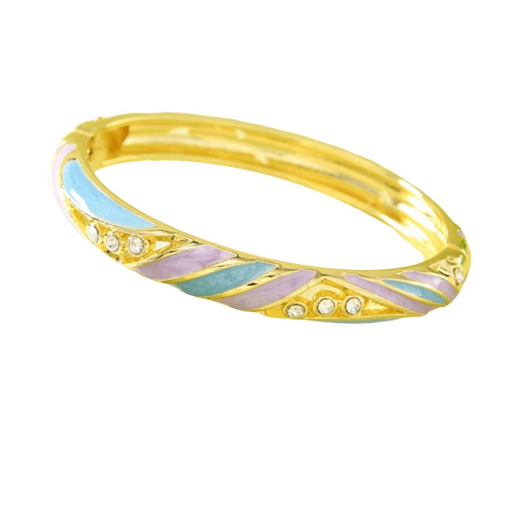 

Traditional Vintage Cloisonne Bangle Lines Shape Women s Hand Bracelet Ladies StyleB Blue Purple