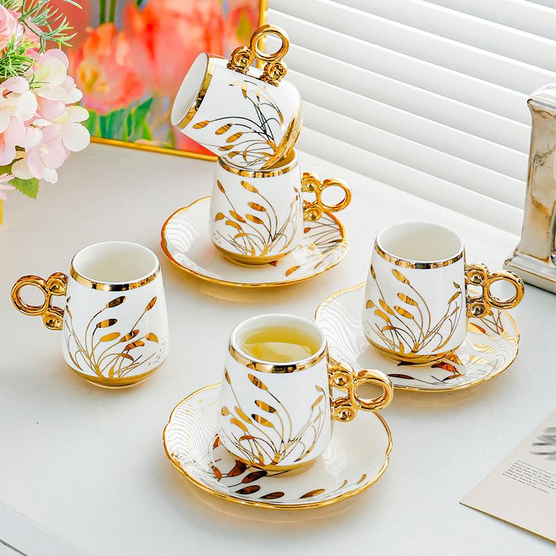 Ceramic Coffee Cup Set European Simple Phnom Penh Cup and Saucer Afternoon Tea Middle East Turkish Cup
