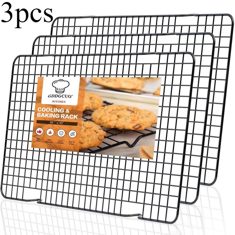 

3PCS Black Carbon Steel Baking Cooling Rack for Cakes Bread Cookies -Non-Stick Durable Cooling Grids Multi-Purpose Kitchen Tool чорний