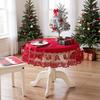 Ubrus Červená Krajka Santa Claus Ubrus Odolný proti Vráskám Kulatý Stůl