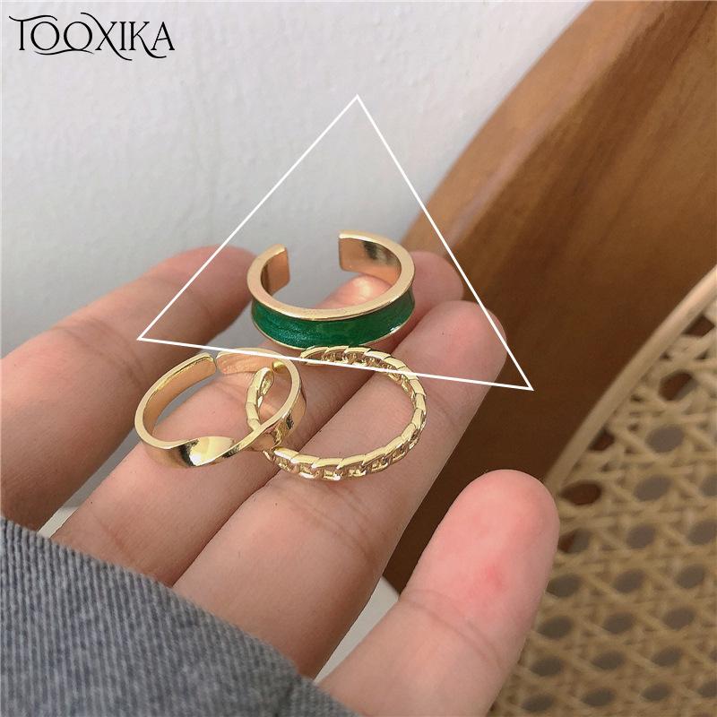

Tooxika, эмалированное кольцо для женщин, простая тонкая круглая цепочка в стиле ретро, ​​открытое кольцо Mobius, трендовое кольцо на указательный палец