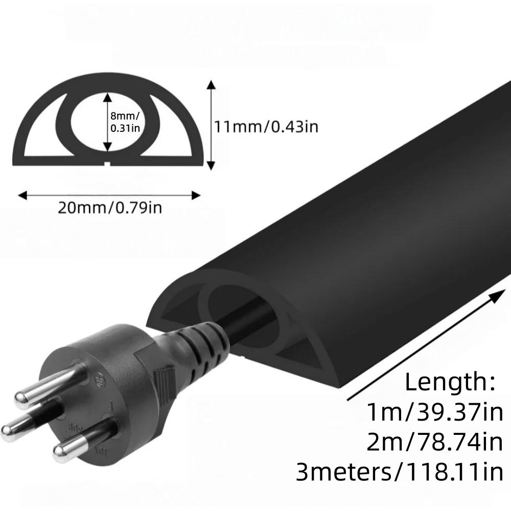 1pc 1m/2m/3meters Protector Floor Cable Raceway Cable Concealer Wire Hiders Duct Wall Cord Cover Sleeve Wall Mount Cords Wires