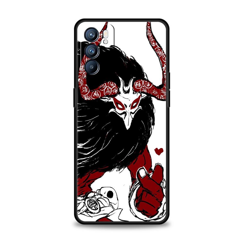 Genshin impact svart og hvitt Deksel For OPPO Find X5 A54 A53 A52 A9 2020 A16 A15 A95 A76 A74 A12 Reno7 SE Reno6 Pro+ 5G Deksel