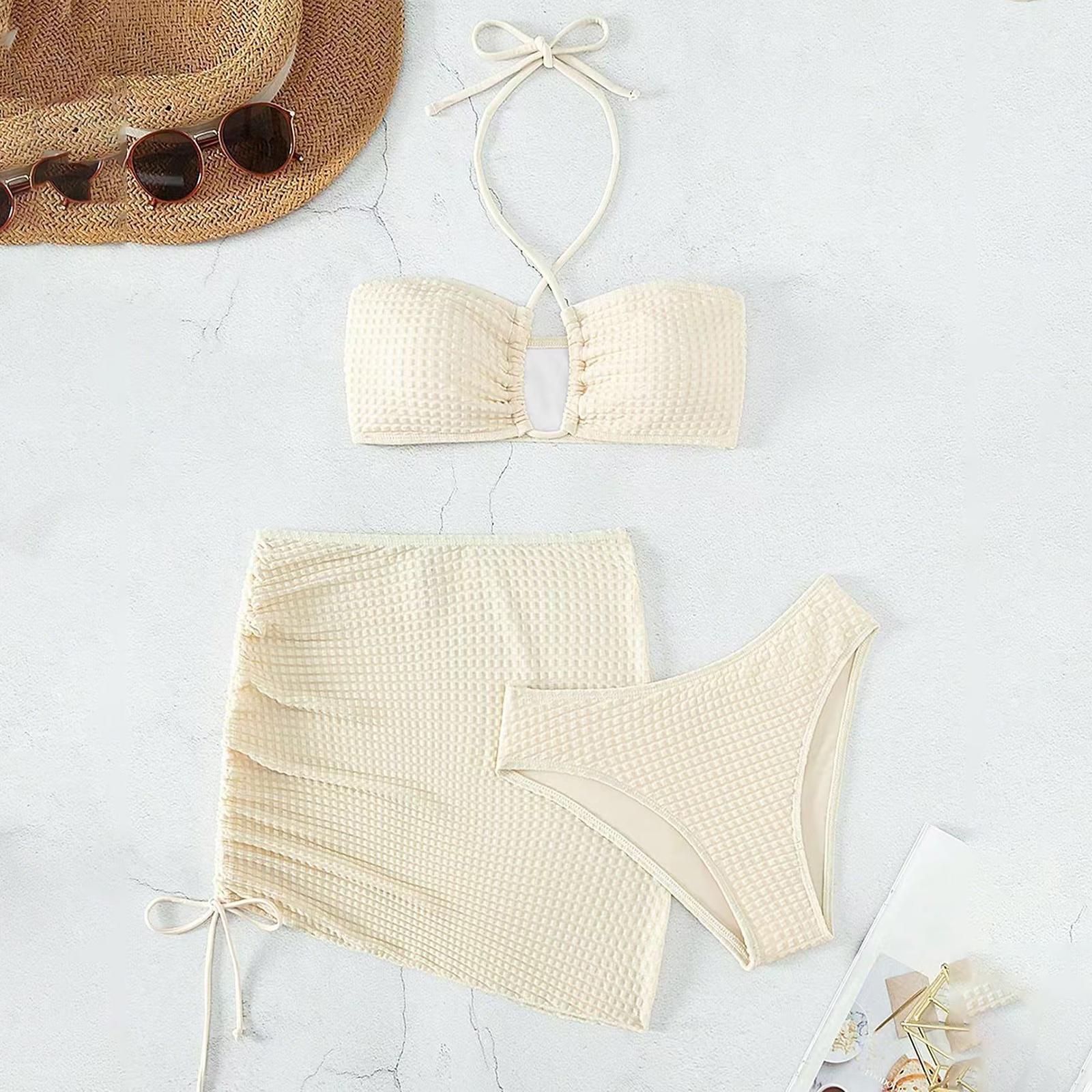 

Жіночий роздільний трикотажний спортивний купальник-бікіні XL білий