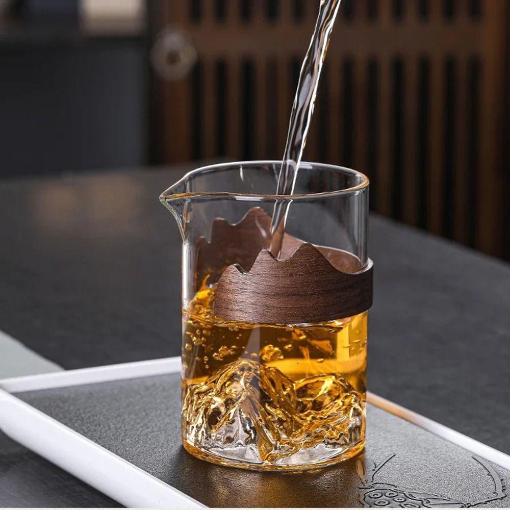 Fjellform Rettferdighetskopp Gjennomsiktig Teservise Praktisk Tebrygger i Glass Husholdning