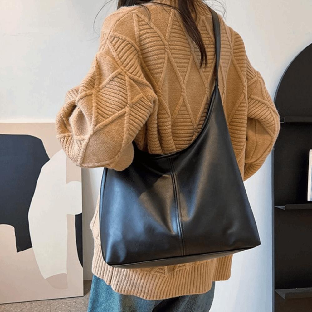 PU Vintage Tote Bag Large Capacity Commute Shopping Bag Elegant Women's Shoulder Bag  Streetwear