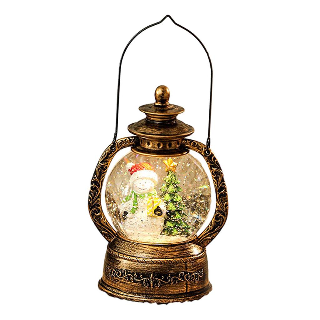 Oświetlona Świąteczna Kula Śnieżna Latarnia Pudełko Muzyczne z Wirującym Brokatem Lampka Nocna na Święta do Sypialni Salonu Półki Imprezy