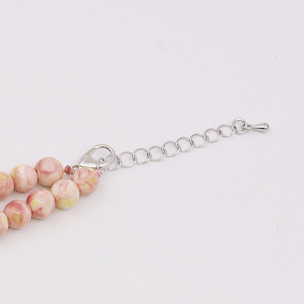 6-14mm Rainbow Turquoised Necklace Round Beads Gems Chalcedony Tower Shaped Jewelry Accessories,women Girls Gifts 5 Cm Extension Chain